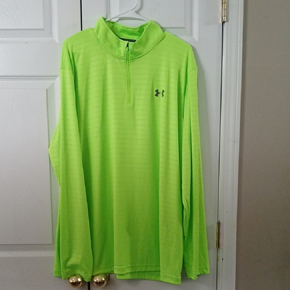 Under Armour Neon Yellow Loose heat gear Pull over Jacket w/ Zipper  Sz 2XL NWOT